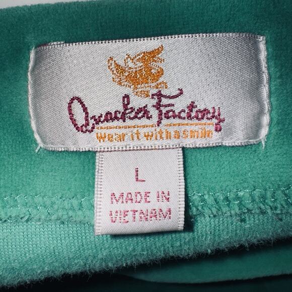 Quacker Factory LG Green Velour Shirt Sequin Velvet Holiday V Neck Christmas Top - Picture 4 of 5